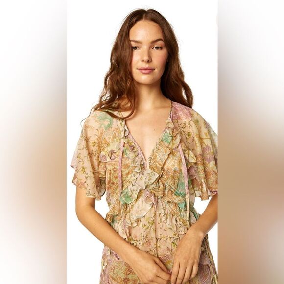 Misa Los Angeles Alana Dress in floral chiffon ruffle. NWT. XS - Picture 7 of 14